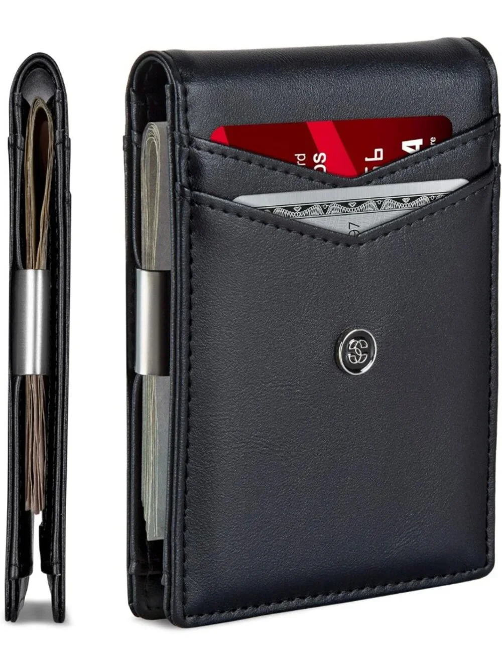 Minimalist Slim Wallet for Men - RFID Blocking Bifold with Money Clip & ID